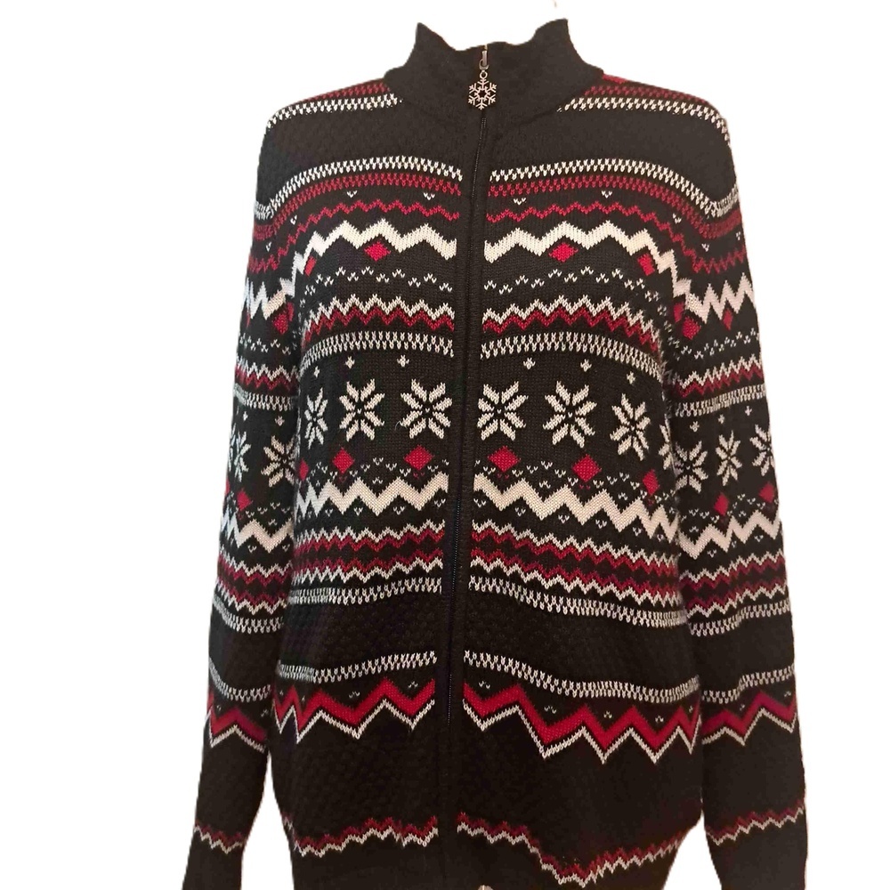 Breckenridge Long Sleeve Zip Up Cardigan Sweater Size Large